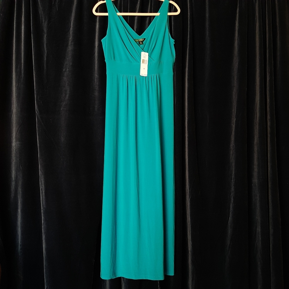 Lauren "Water Fall" Blue Sleeveless Dress